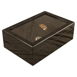 (10) Piano Black Wood Watch Box with Glass Top