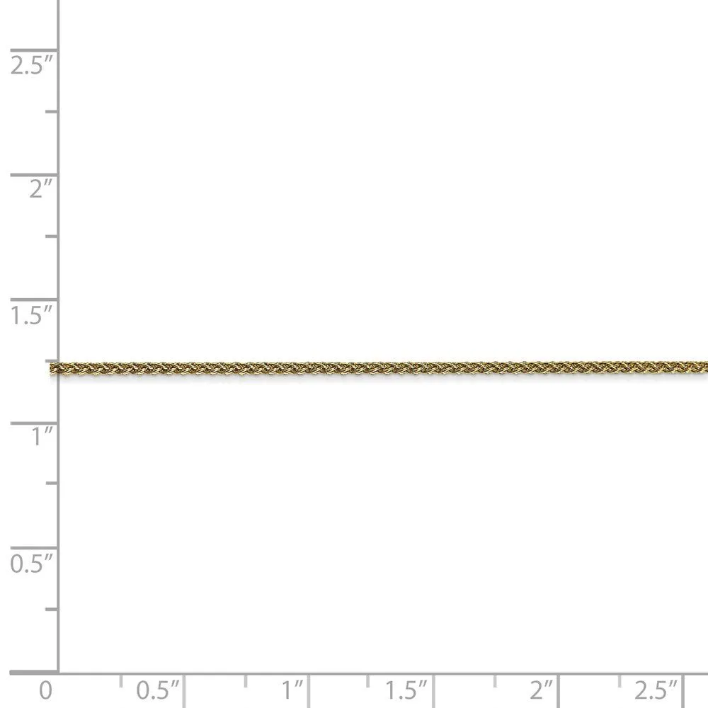 1.25mm 10K Yellow Gold Solid Spiga Chain Bracelet, 7 Inch