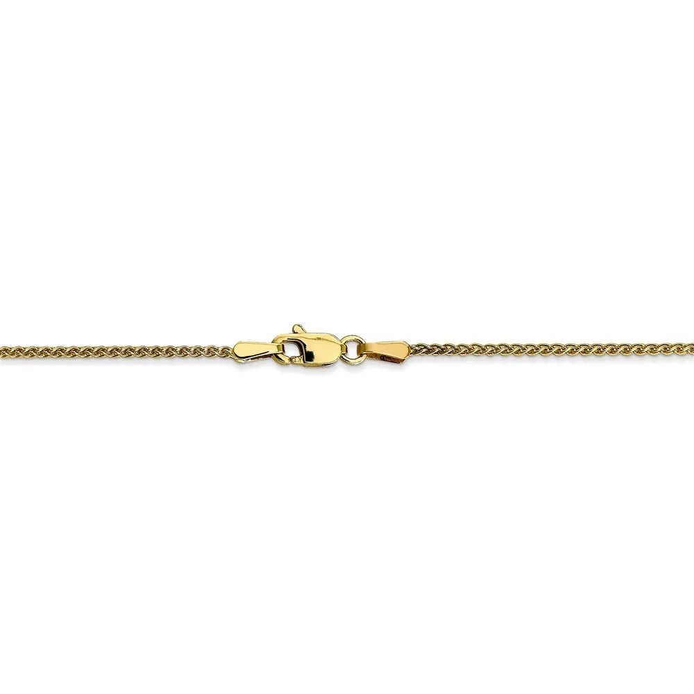 1.25mm 10K Yellow Gold Solid Spiga Chain Bracelet, 7 Inch