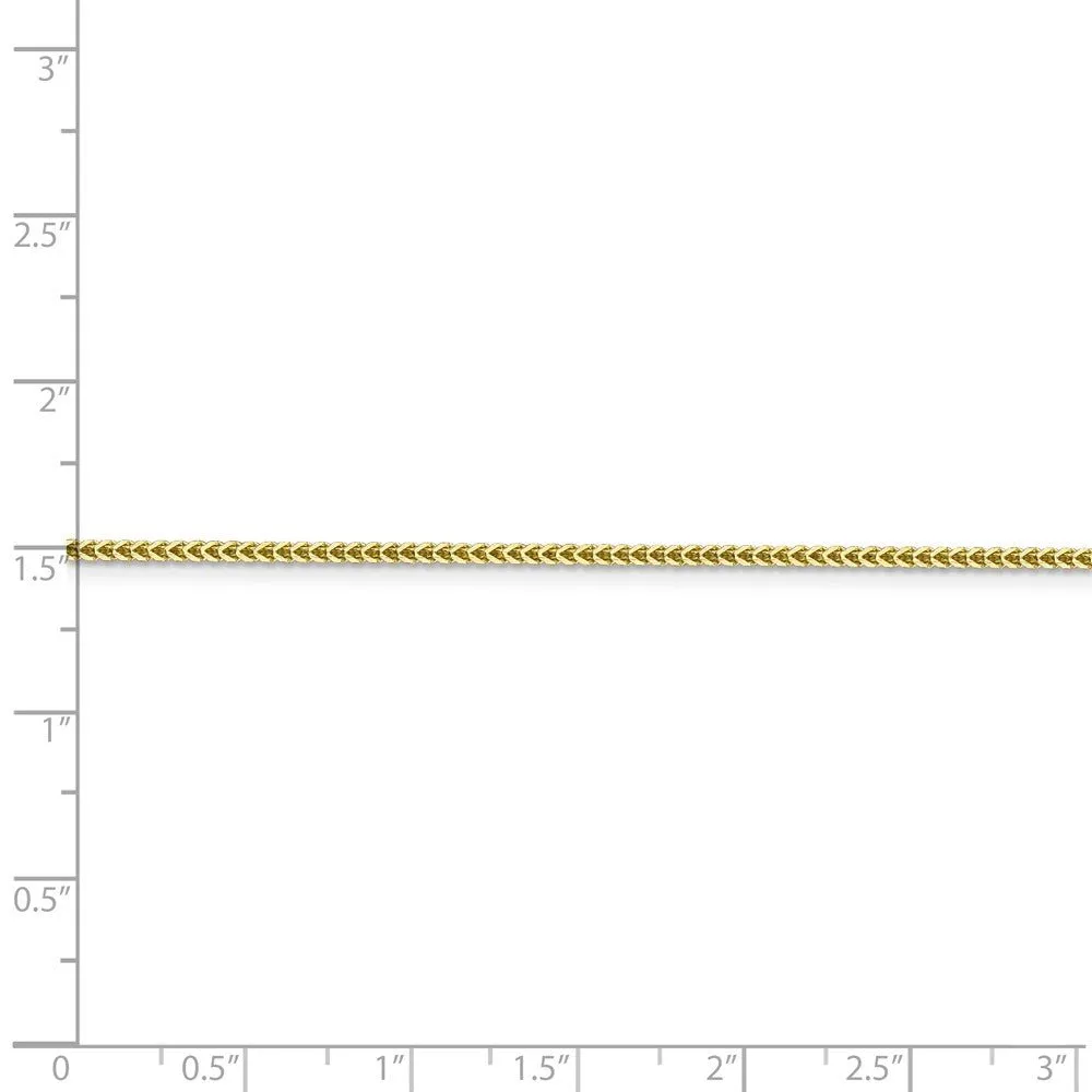 1.3mm 10k Yellow Gold Solid Franco Chain Bracelet