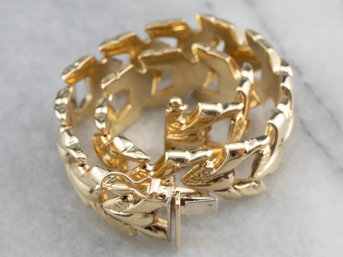 14K Gold Chevron Link Bracelet