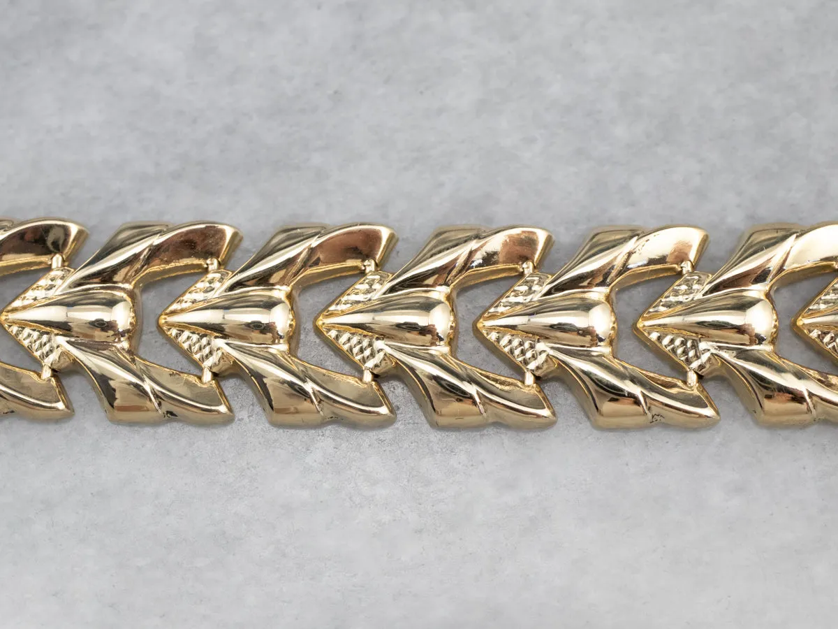 14K Gold Chevron Link Bracelet