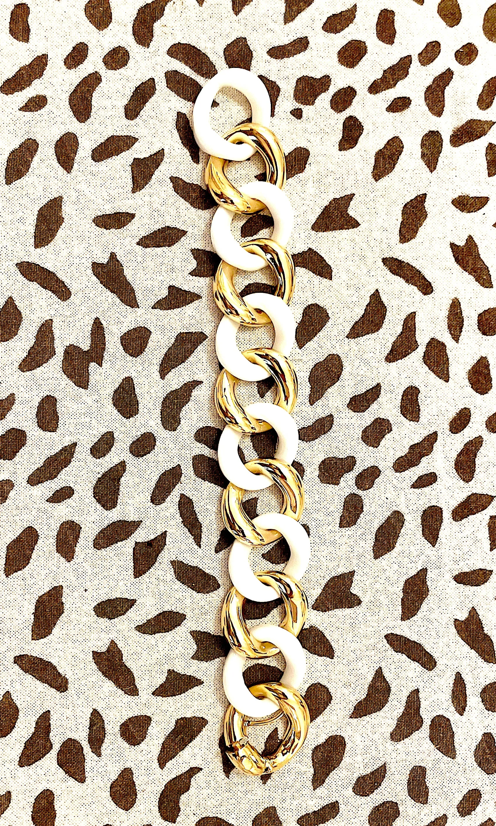 18k Yellow Gold and White Ceramic curb Link Bracelet