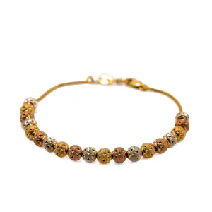 22K Multi Tone Gold Bracelet W/ Dimpled Bead Balls