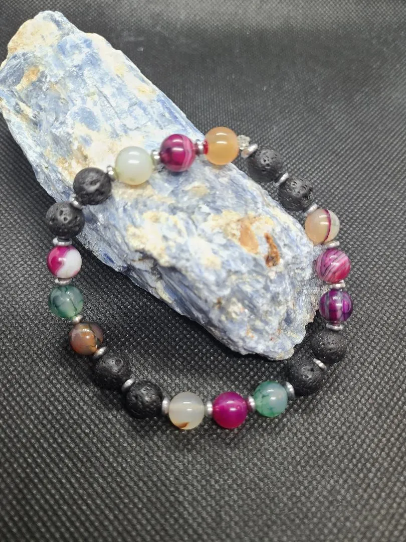 Agate and Lava Stone Bracelet