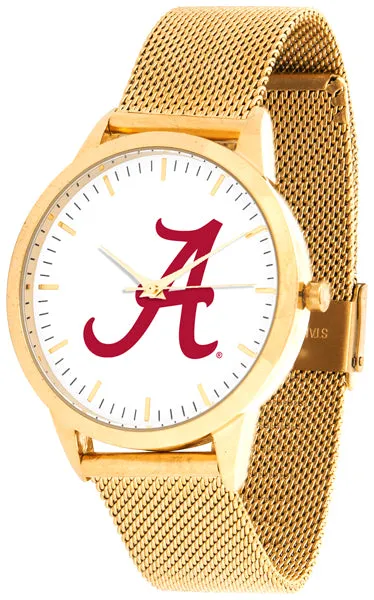 Alabama Crimson Tide Statement Mesh Band Unisex Watch - Gold