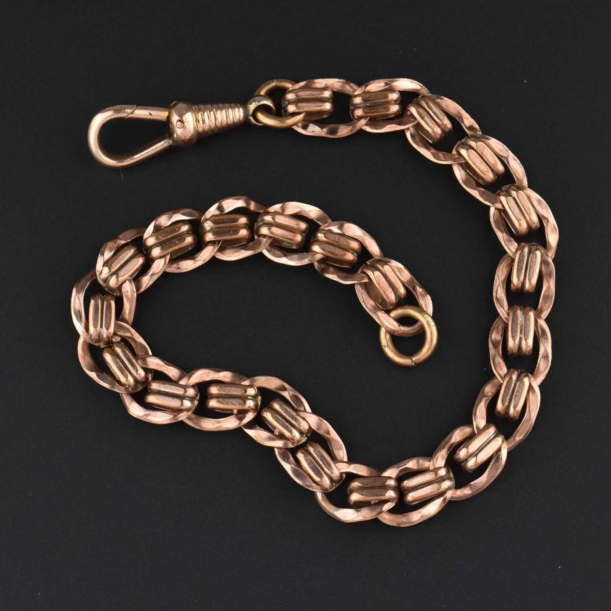 Antique Edwardian Rolled Rose Gold Watch Chain Bracelet