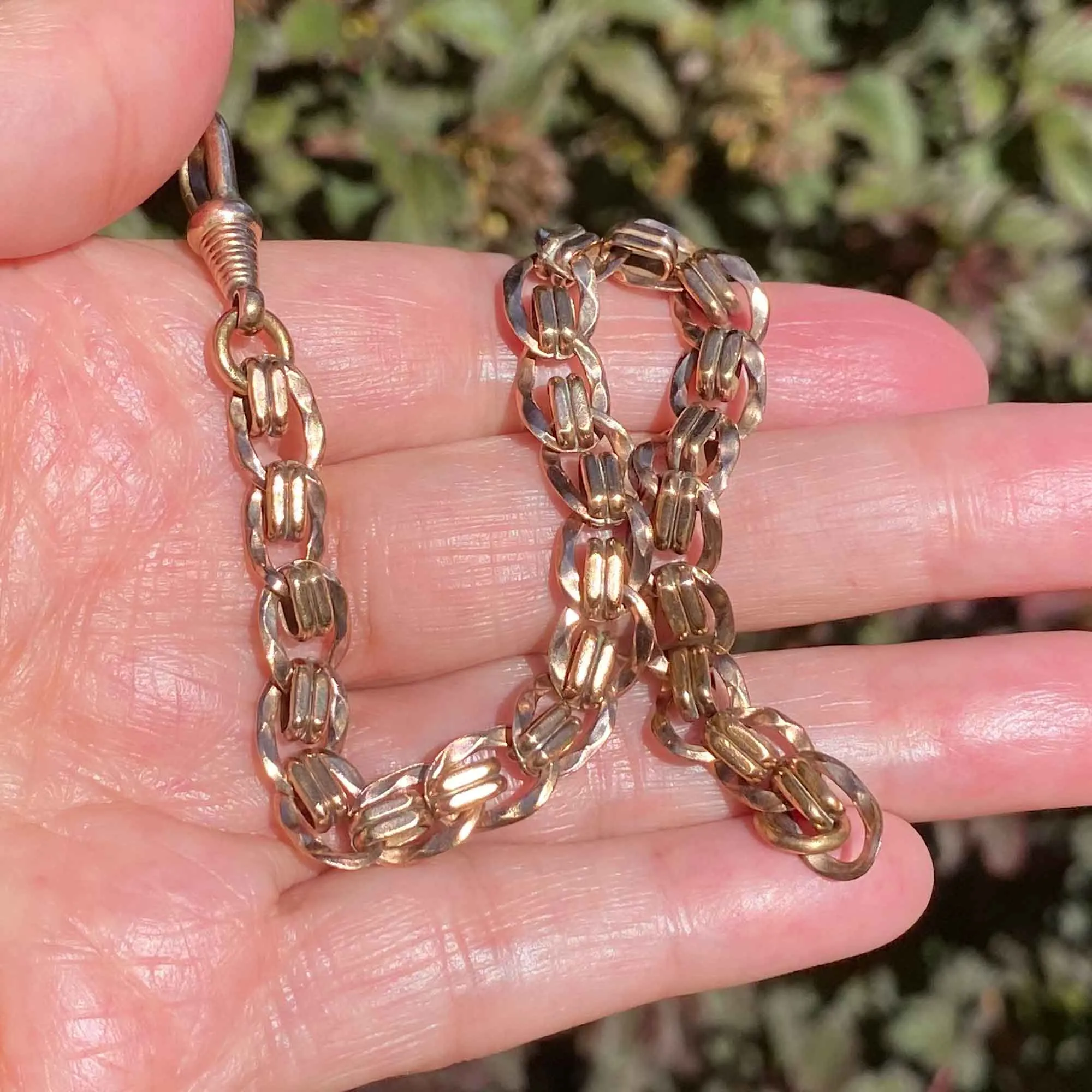 Antique Edwardian Rolled Rose Gold Watch Chain Bracelet