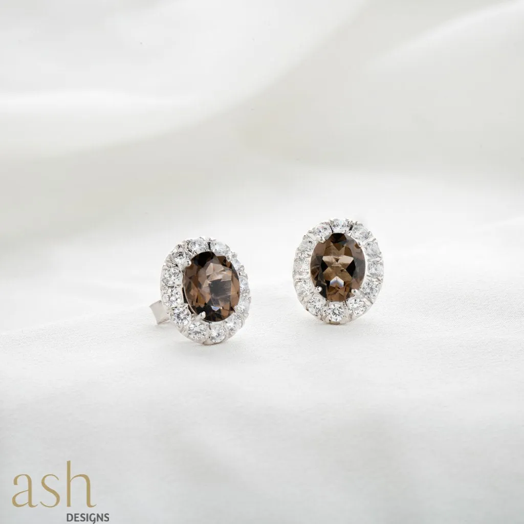 Araliya Smoky Semi Precious Earring Studs