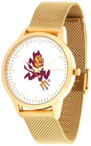 Arizona State Sun Devils Statement Mesh Band Unisex Watch - Gold