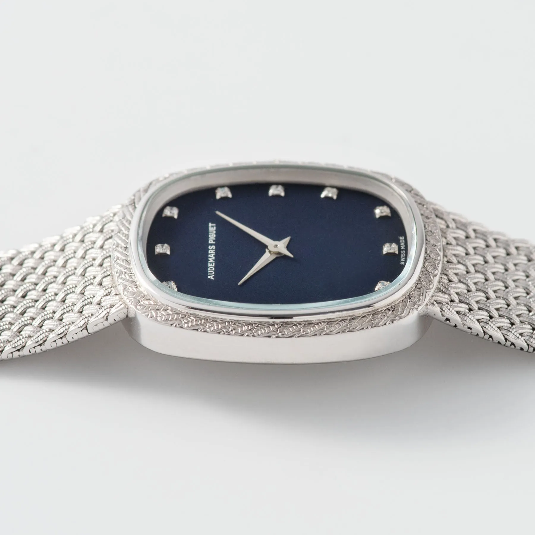 Audemars Piguet Steel Integrated Bracelet Dress Watch Blue Dial