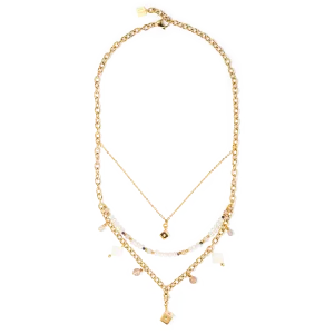 Boho necklace freshwater pearls gold & white