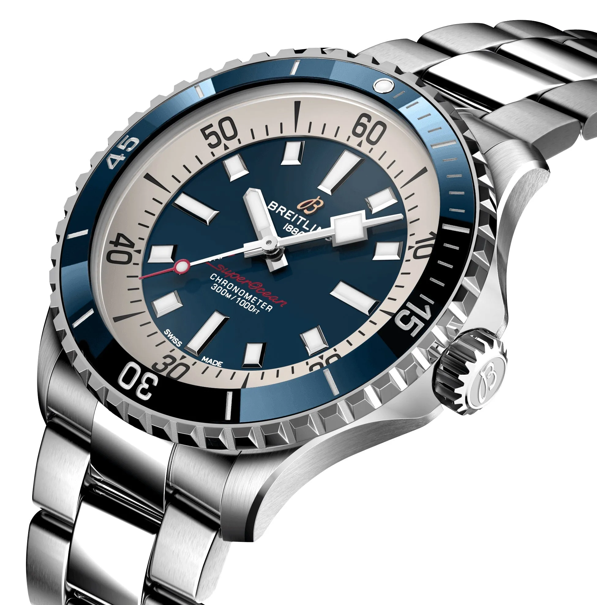 Breitling Superocean Automatic Chronometer Stainless Steel Blue Dial Divers Mens Watch A17375E71C1A1