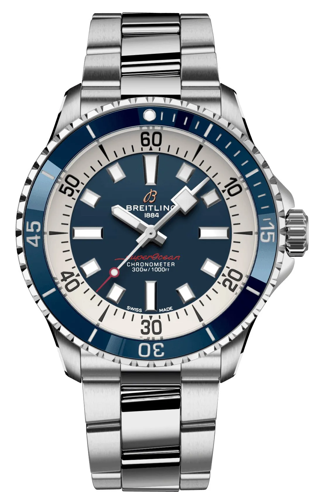 Breitling Superocean Automatic Chronometer Stainless Steel Blue Dial Divers Mens Watch A17375E71C1A1