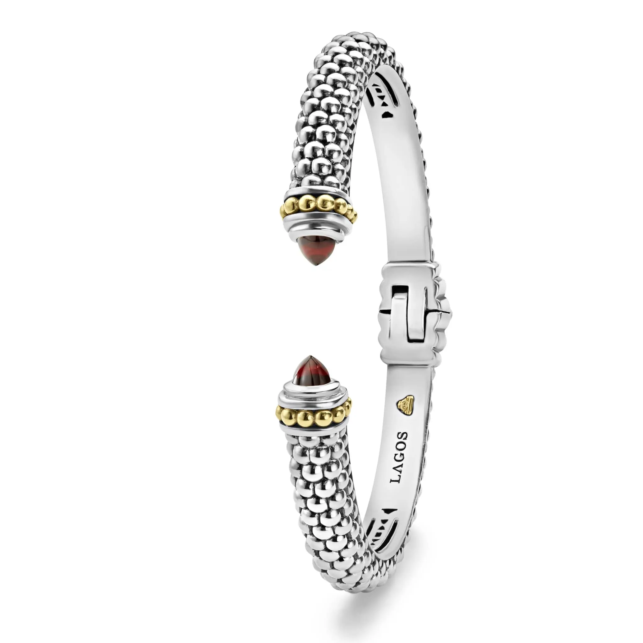 Caviar Color Garnet Cuff Bracelet | 8mm