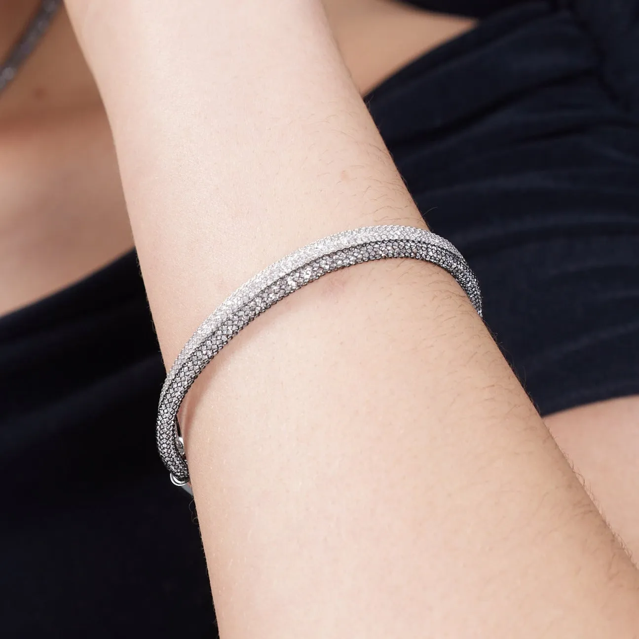 Credo silver mesh crystal bracelet