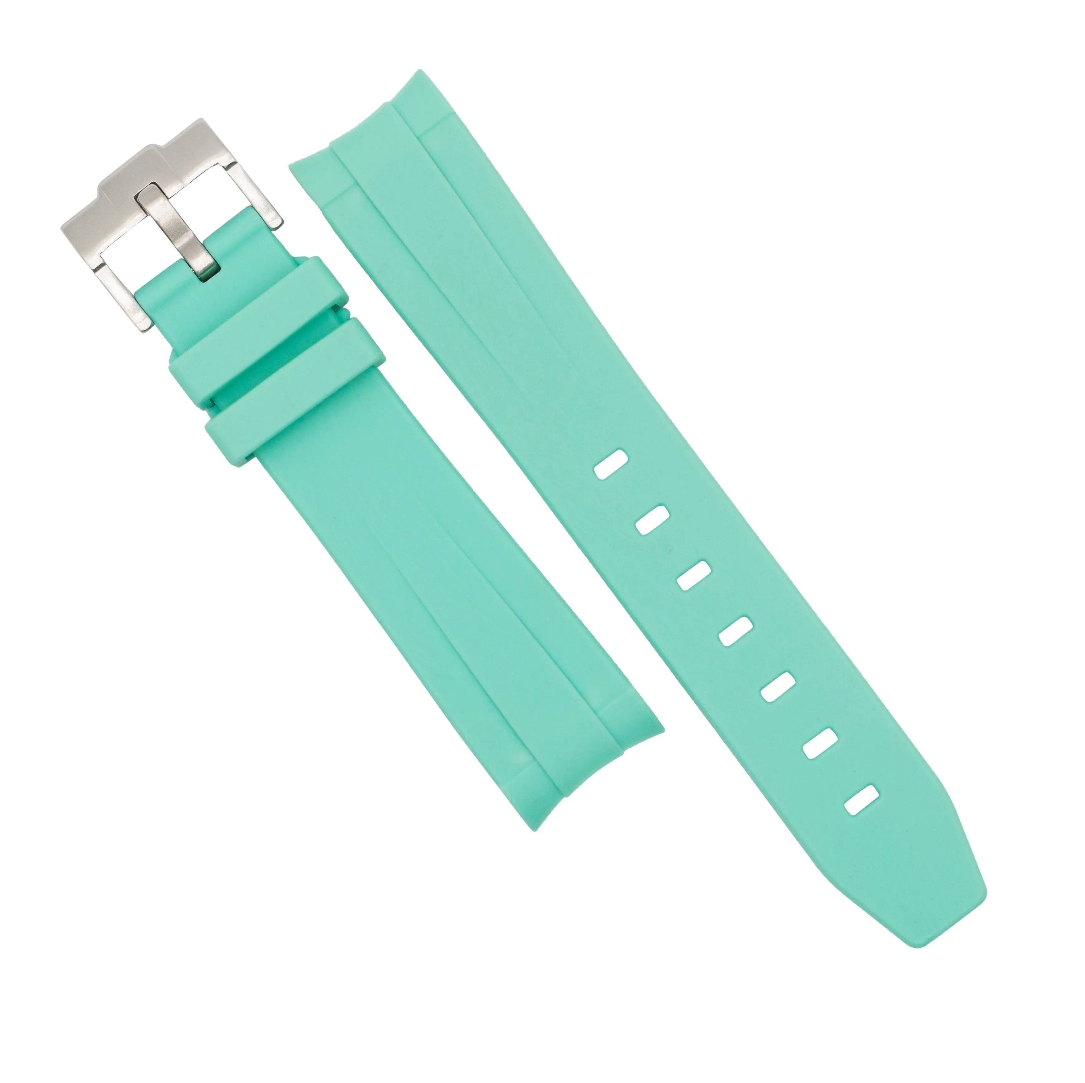 Curved End Rubber Strap for Omega x Swatch Moonswatch in Tiffany