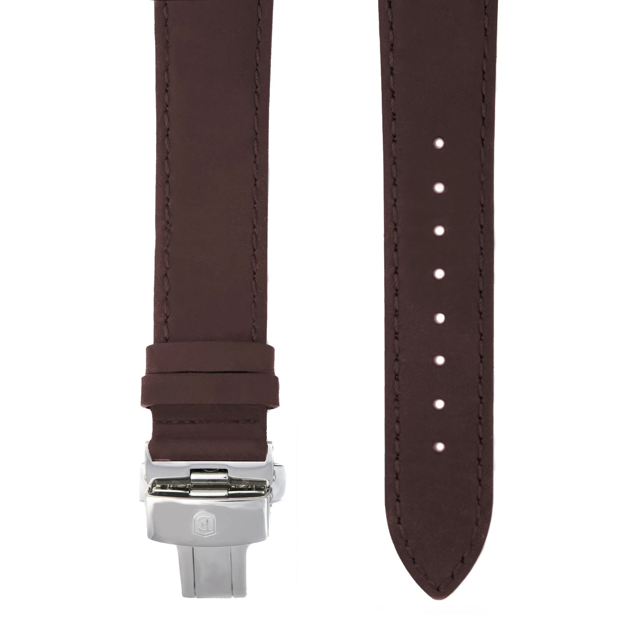 Dark Brown Italian Crazy Horse Leather Strap with Stainless Steel Clasp