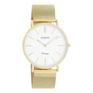 Gold coloured OOZOO watch with gold coloured metal mesh bracelet - C9909