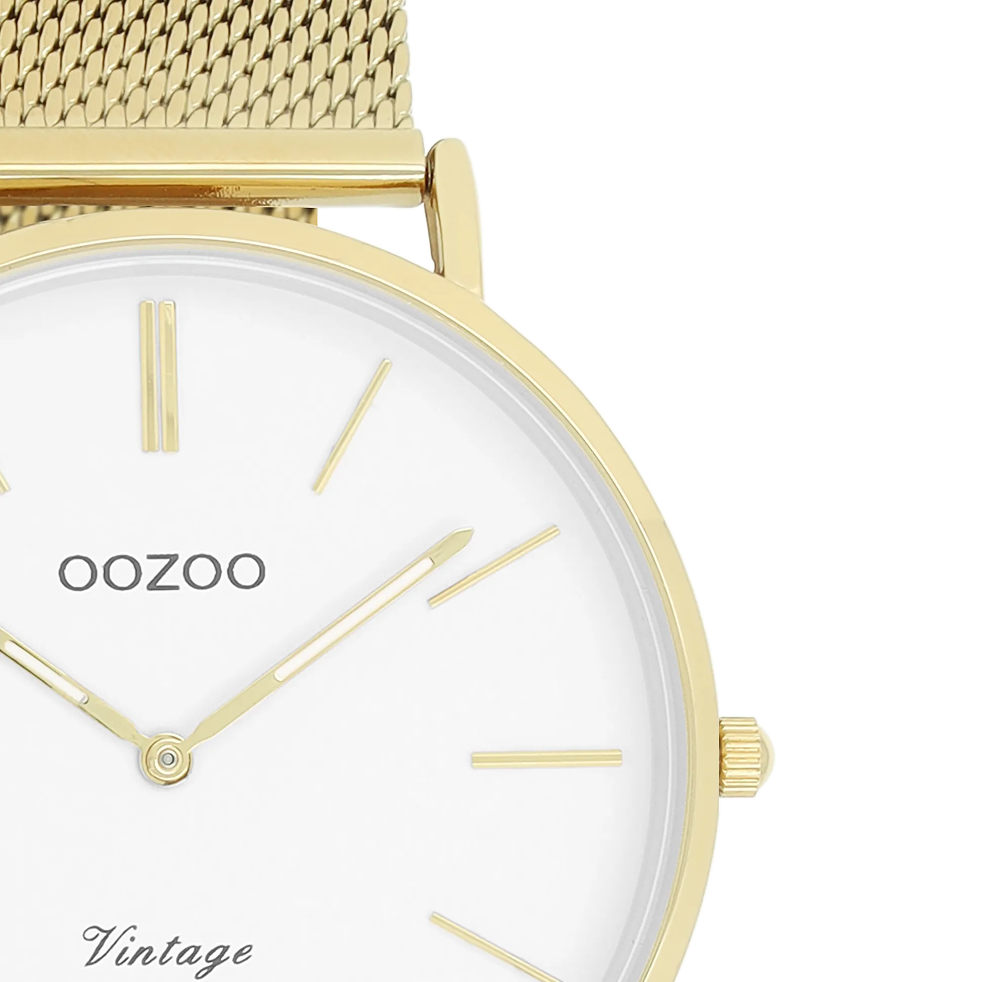 Gold coloured OOZOO watch with gold coloured metal mesh bracelet - C9909