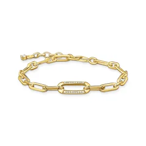 Golden Link bracelet with anchor element and zirconia