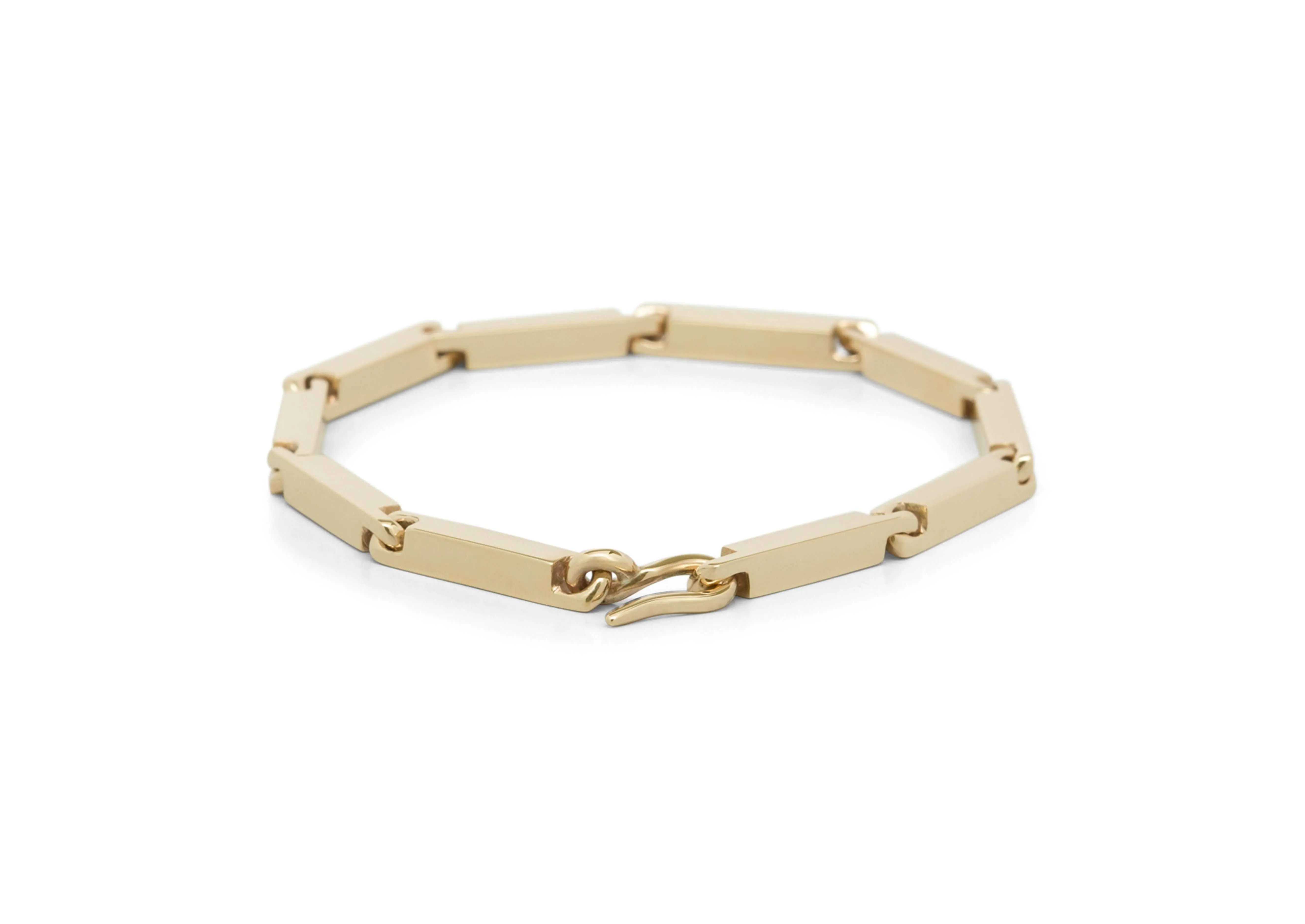 Hand Crafted Block Bracelet, Yellow Gold