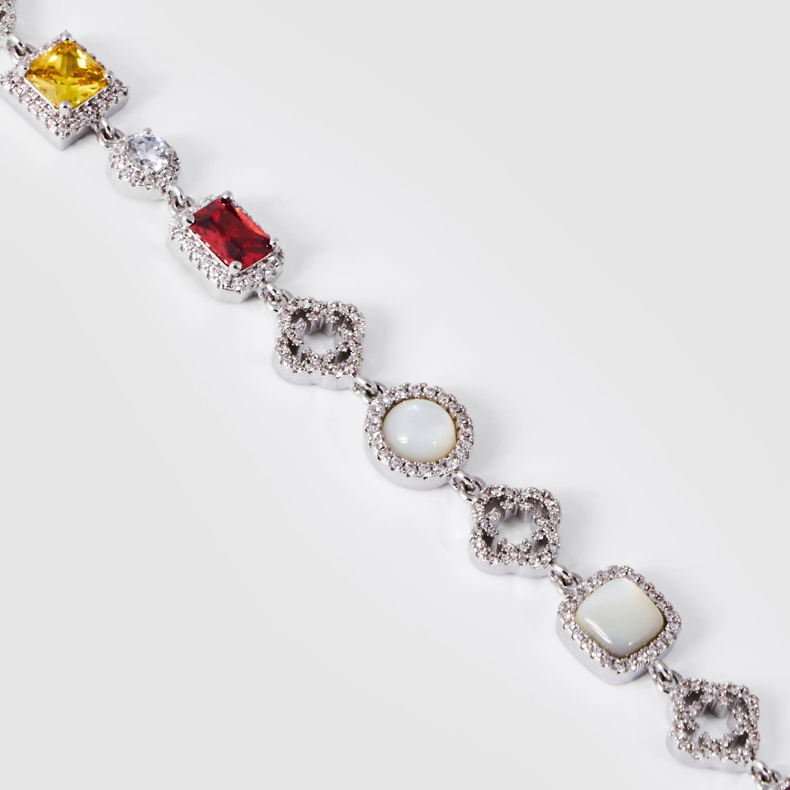 Iced Gemstone Bracelet (Silver)