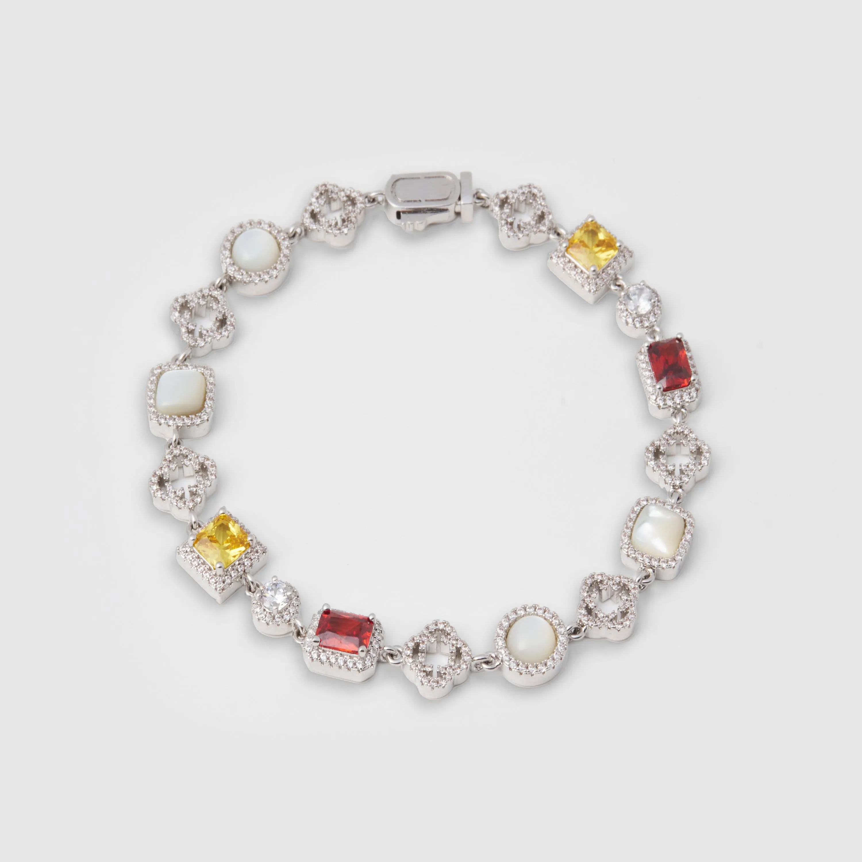 Iced Gemstone Bracelet (Silver)