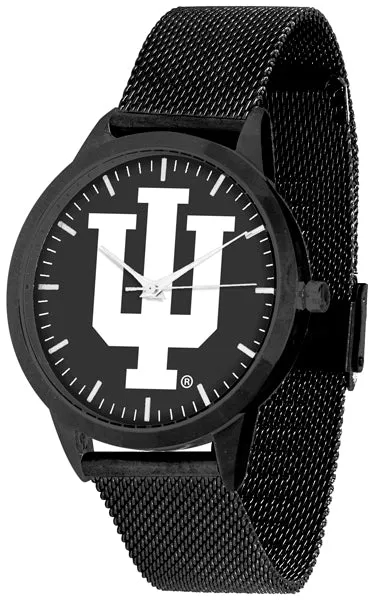 Indiana Hoosiers Statement Mesh Band Unisex Watch - Black - Black Dial