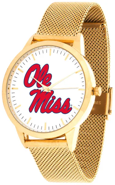 Mississippi Rebels Statement Mesh Band Unisex Watch - Gold