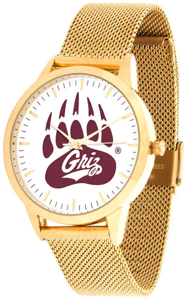 Montana Grizzlies Statement Mesh Band Unisex Watch - Gold