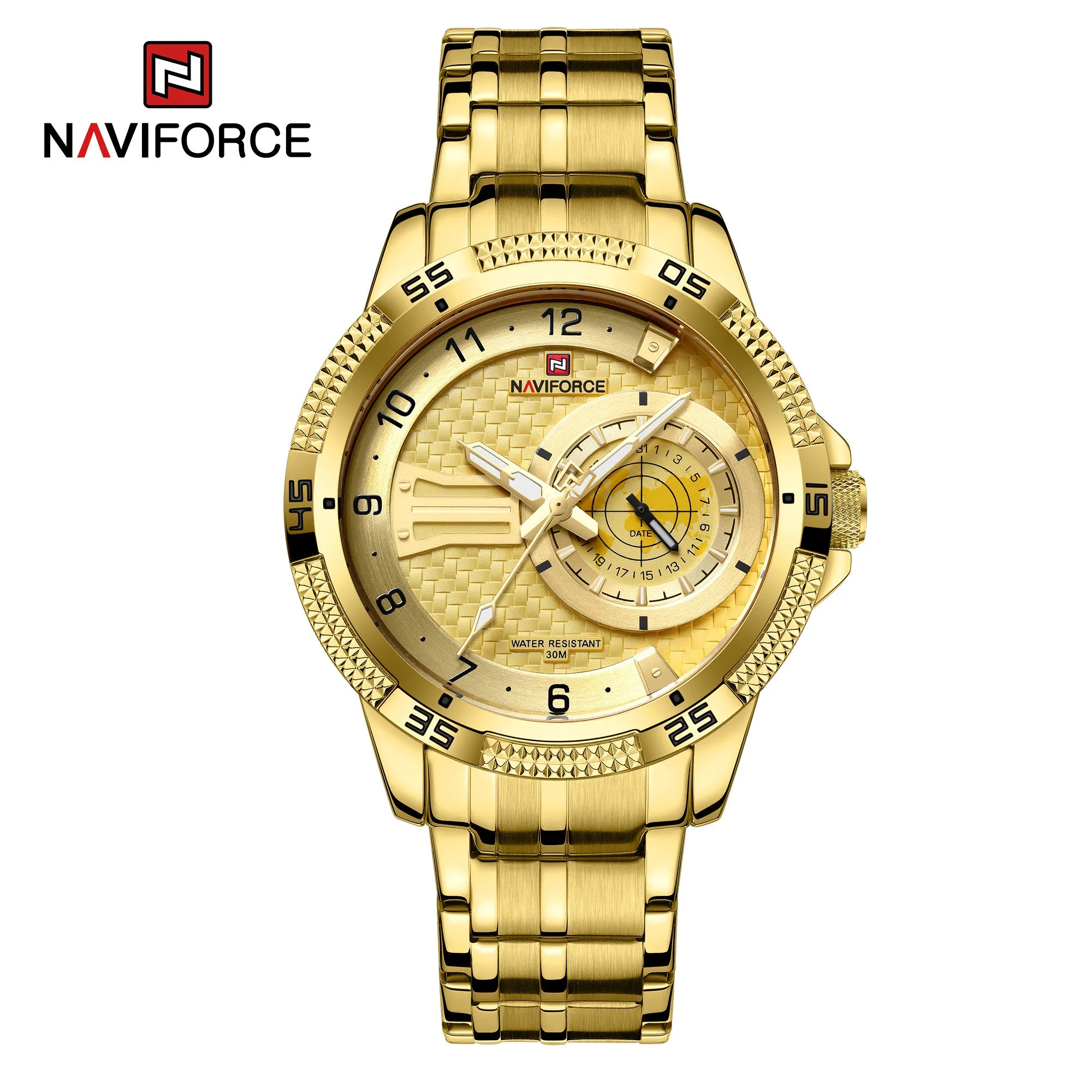 NAVIFORCE Men Simple Watches 2022 Trend Fashion Stainless Steel Calendar Dual Display Waterproof Quartz Wristwatch NF9206