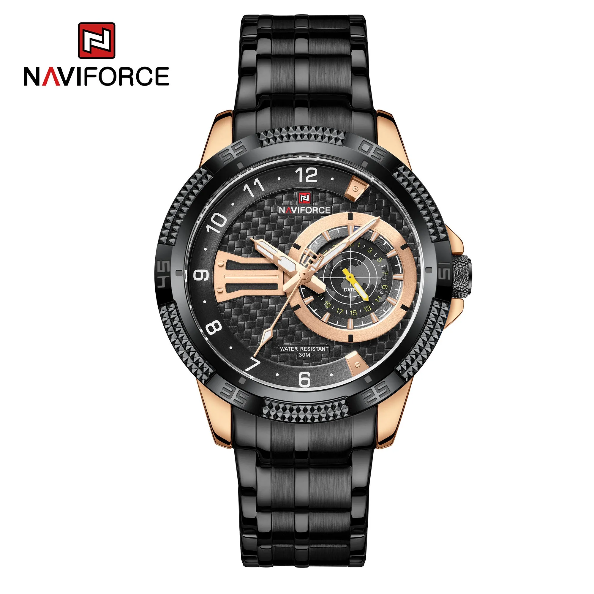 NAVIFORCE Men Simple Watches 2022 Trend Fashion Stainless Steel Calendar Dual Display Waterproof Quartz Wristwatch NF9206