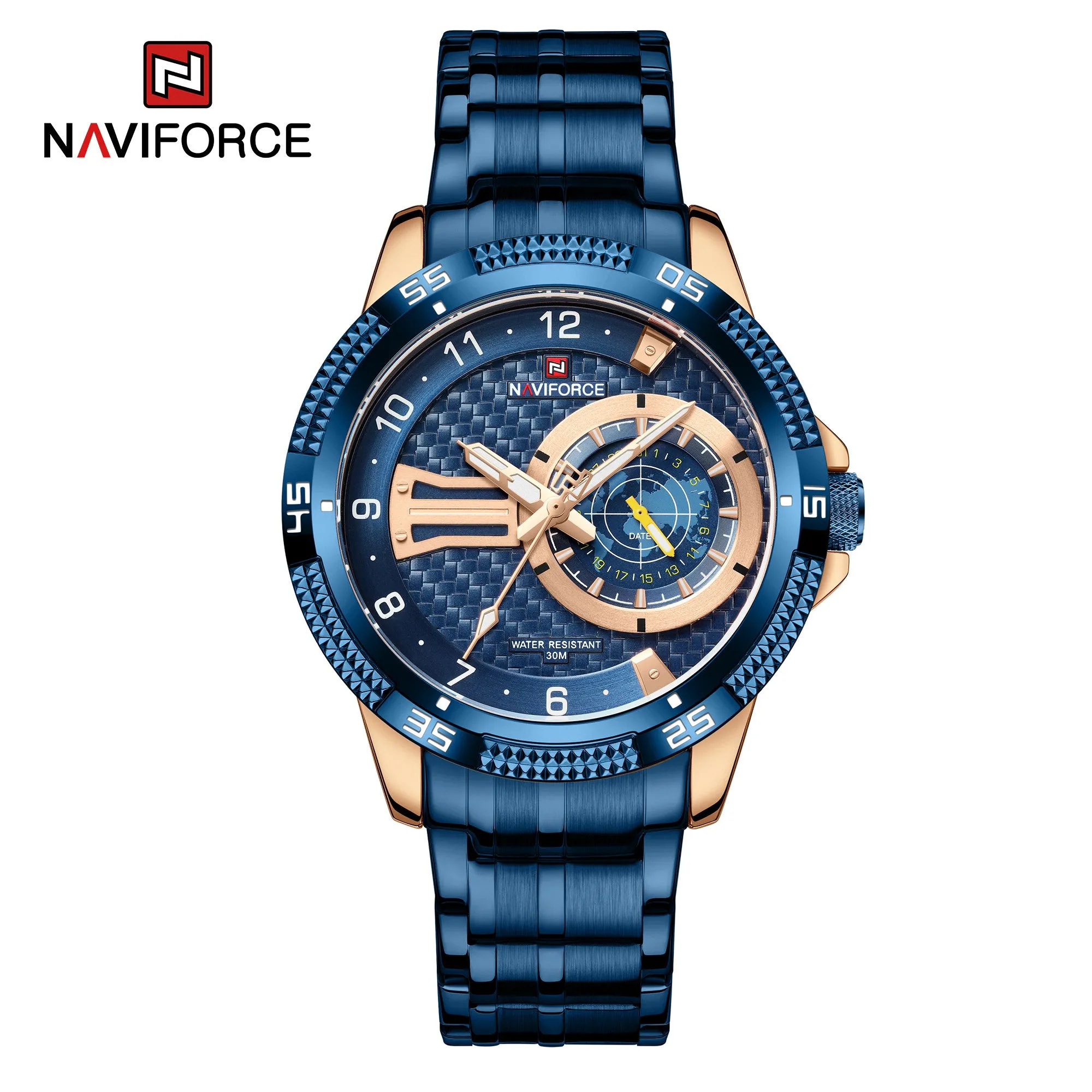 NAVIFORCE Men Simple Watches 2022 Trend Fashion Stainless Steel Calendar Dual Display Waterproof Quartz Wristwatch NF9206