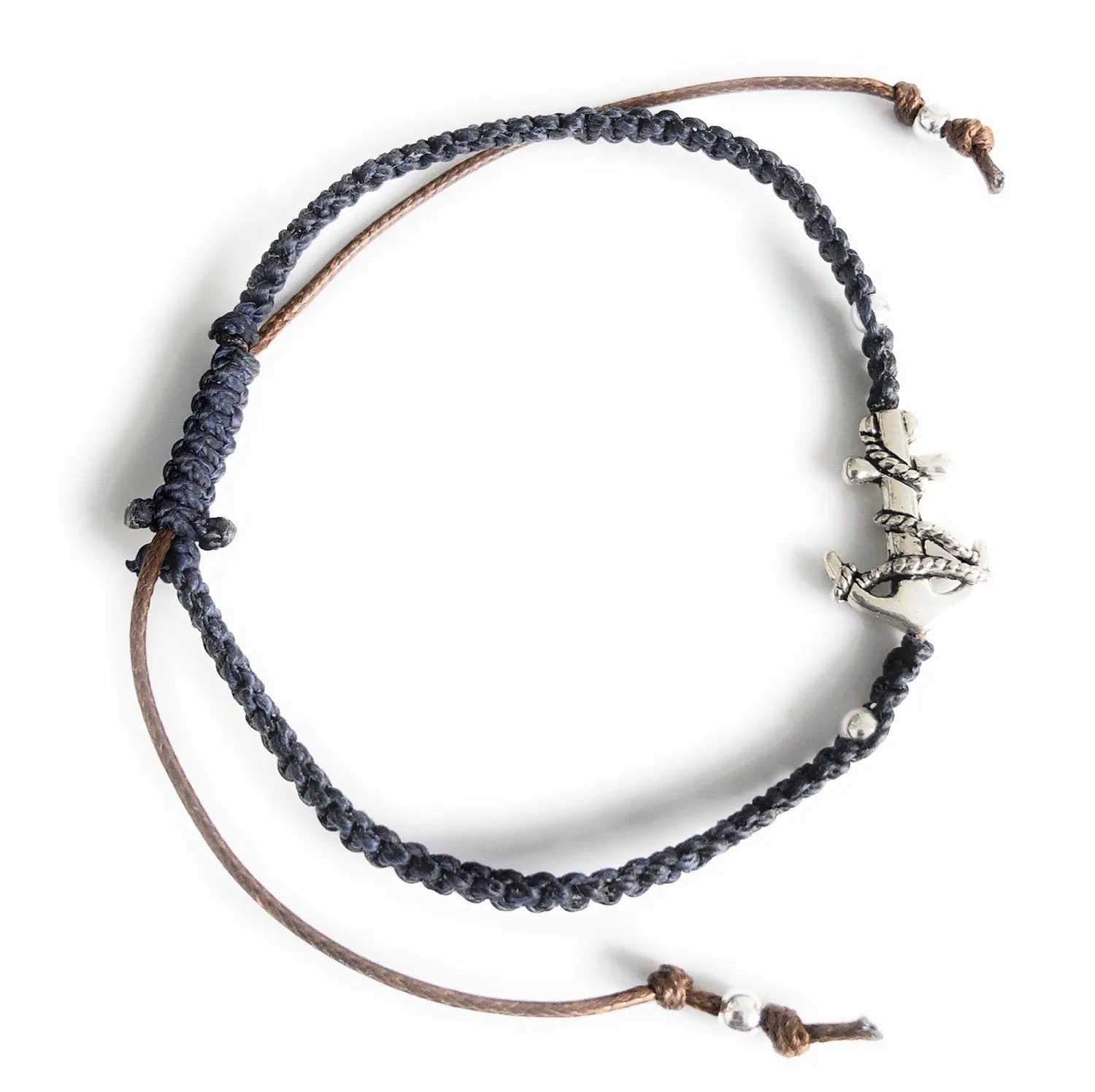 Navy Blue Handmade Macrame Anchor Bracelet for Men