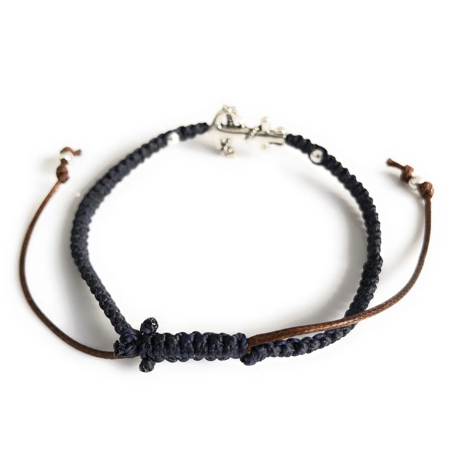 Navy Blue Handmade Macrame Anchor Bracelet for Men