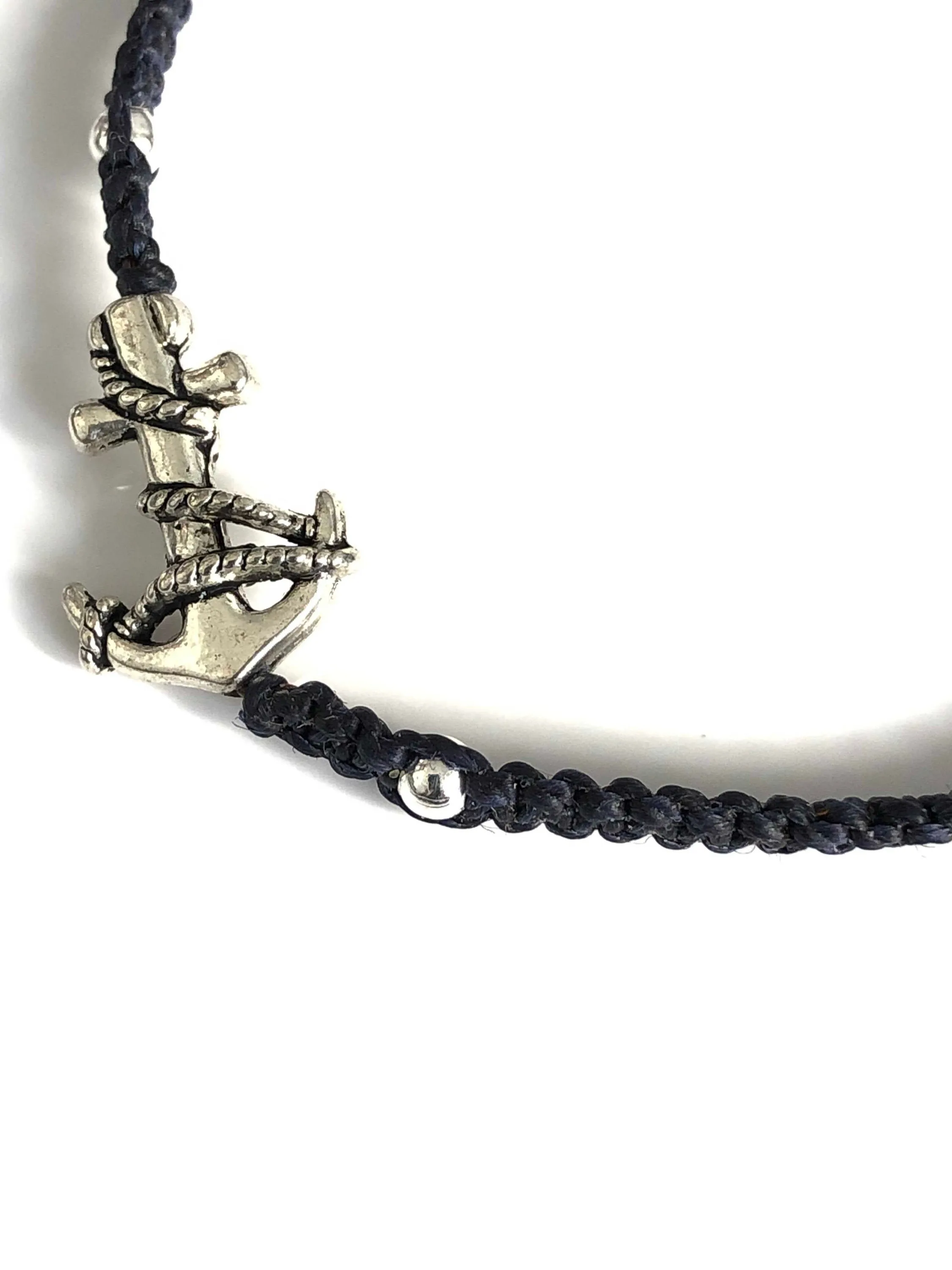 Navy Blue Handmade Macrame Anchor Bracelet for Men