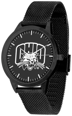 Ohio University Statement Mesh Band Unisex Watch - Black - Black Dial