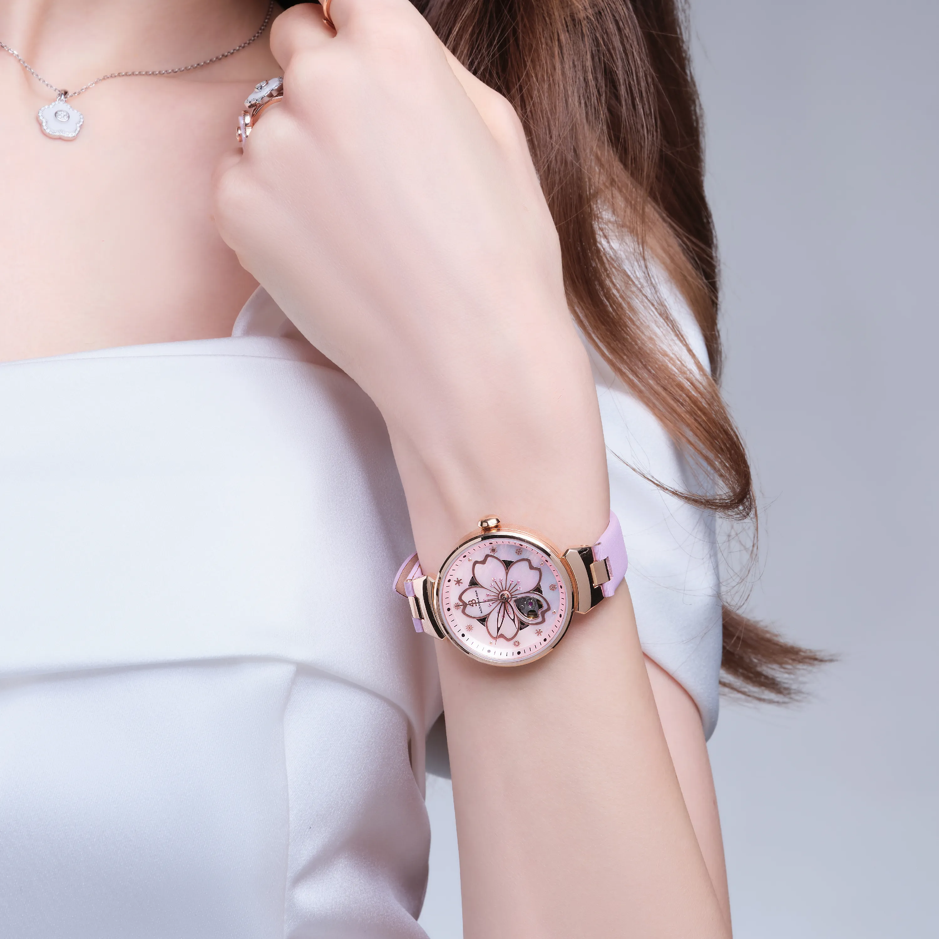 PINK CHERRY BLOSSOM 36MM AUTOMATIC WATCH & CHERRY BLOSSOM BRACELET