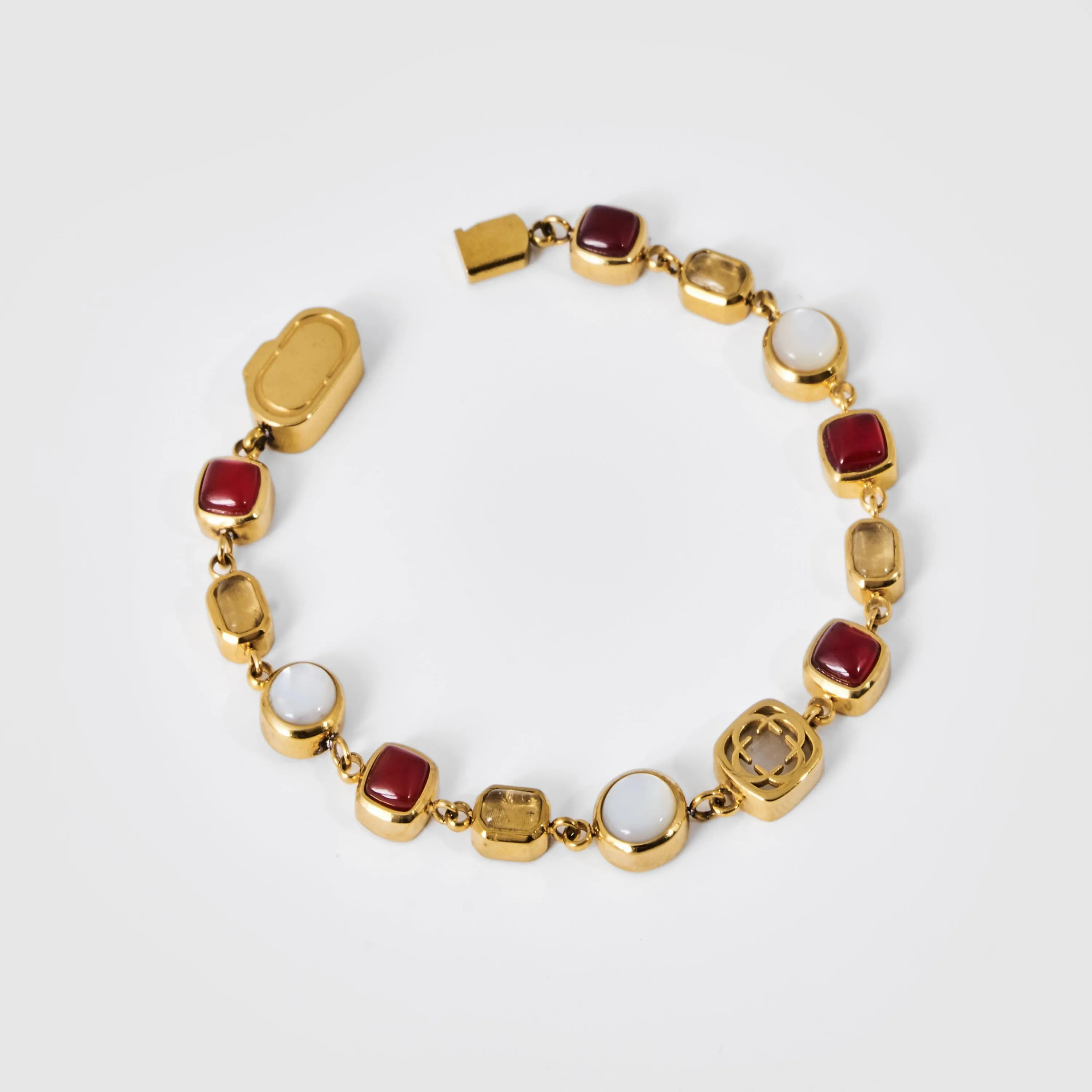 Red Crystal Gemstone Bracelet (Gold)