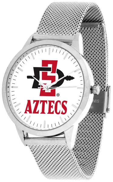 San Diego State Statement Mesh Band Unisex Watch - Silver