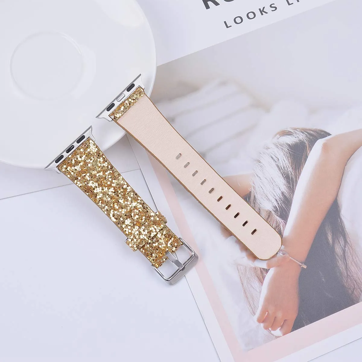 Sparkly 3D Glitter Leather Strap for iWatch