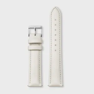 Strap 18 mm Leather Off-White, Silver Colour