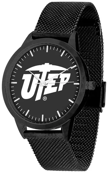 Texas El Paso Statement Mesh Band Unisex Watch - Black - Black Dial