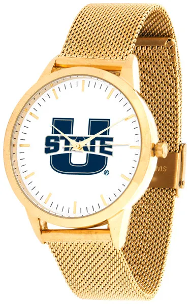 Utah State Aggies Statement Mesh Band Unisex Watch - Gold