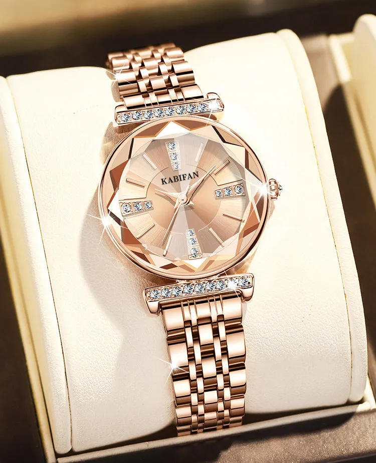 Women's Diamond Mirror Fashion Waterproof Steel Luxury Watch